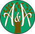 A&H logo with white lettering over a green tree in a brown circle with leaf pattern.