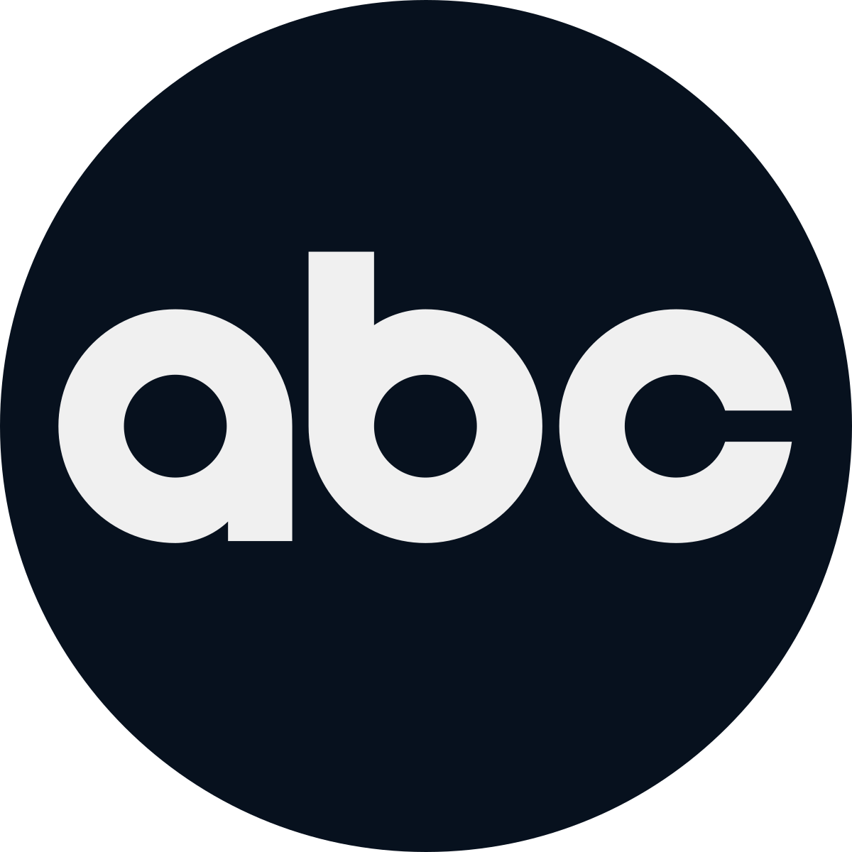 The abc logo is in a black circle on a white background