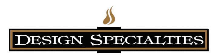 A logo for design specialties with a flame on it