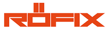 ROFIX-Logo in Orange und Schwarz mit dem Slogan „Bauen mit System“