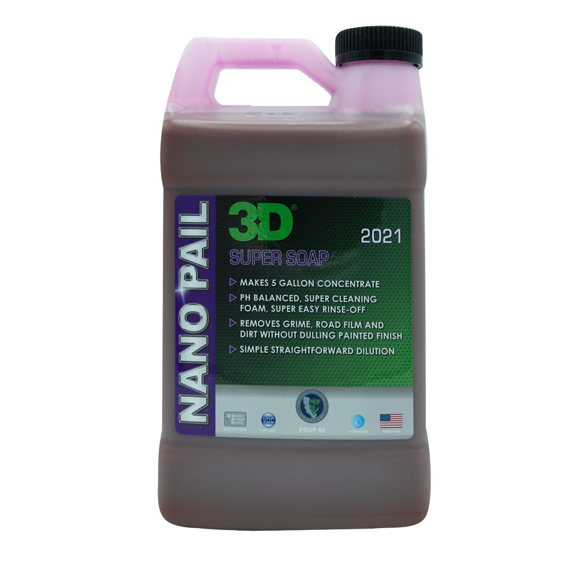 Brown Nano Pail 3D 2021 container with black cap and pink handle on white background
