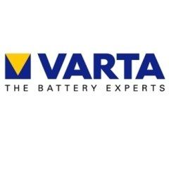 Logo VARTA in blu e giallo con lo slogan "GLI ESPERTI DI BATTERIE"