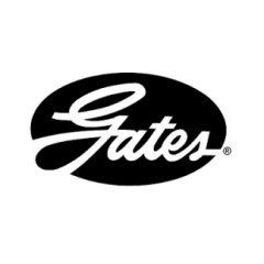 Logo di Gates in lettere bianche all'interno di un ovale nero.