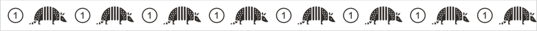 A repeating sequence of the number one inside a circle, followed by a small armadillo icon.