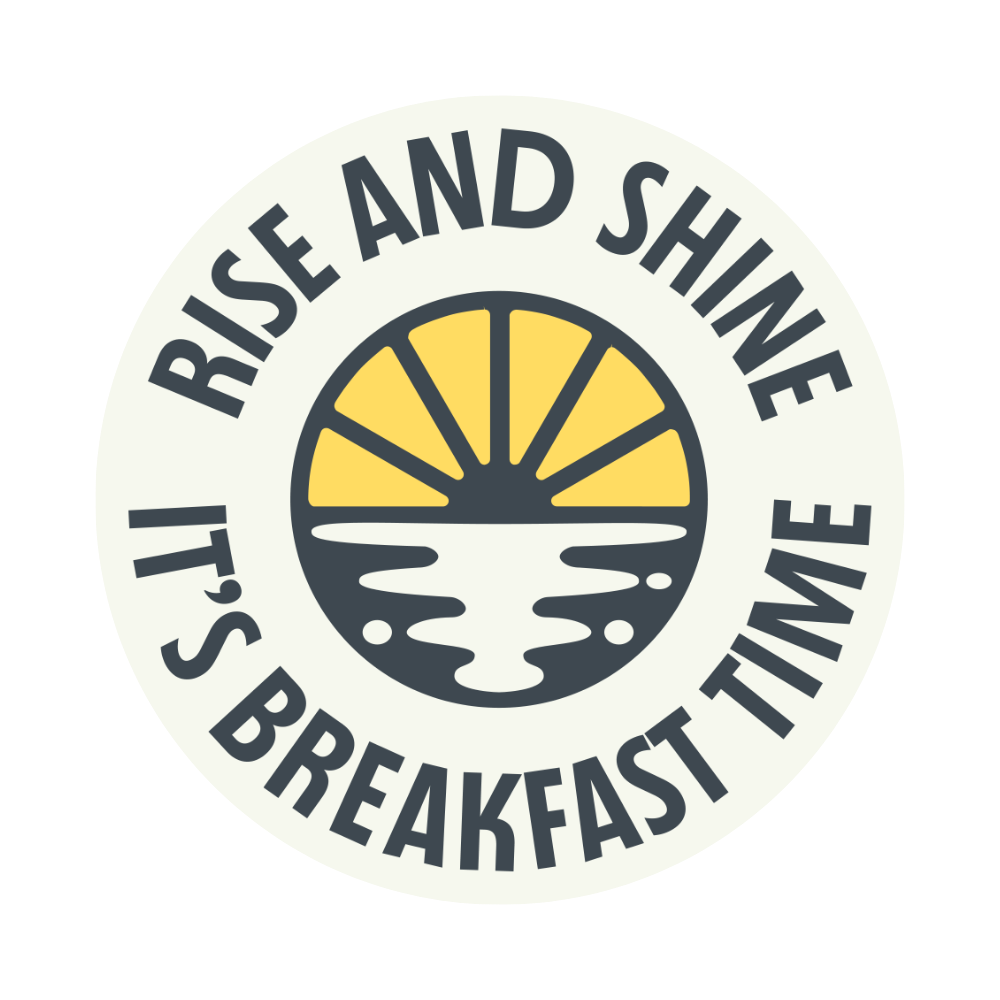 A circular logo featuring a yellow rising sun over water, surrounded by the text 
