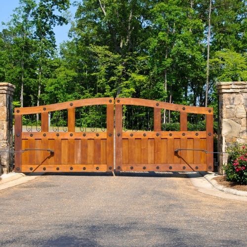 This is a picture of wooden Driveway gates in built by Fencing Leicester