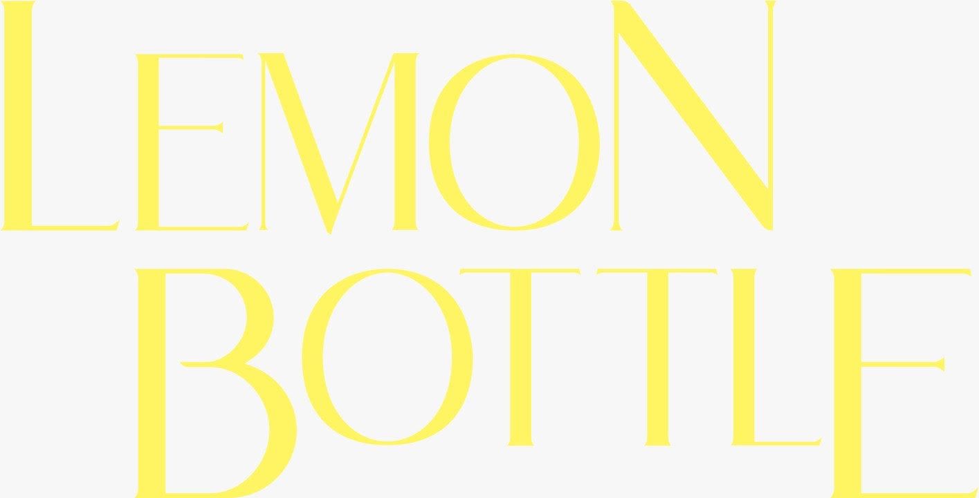 Yellow “LEMON BOTTLE” text on a white background