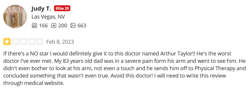 Nevada Orthopedic, complaint by Judy T, posted on 02-08-2023.