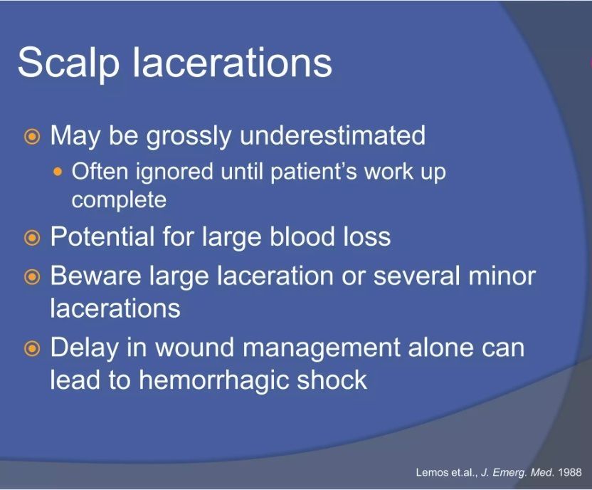 Sunrise Hospital, Patient-208, delay in treating scalp lacerations can lead to hemorrhagic shock. Sunrise Hospital, Patient-208, delay in treating scalp lacerations can lead to hemorrhagic shock.