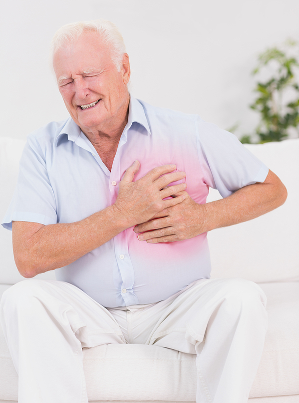 Sunrise Hospital, Patient-287, stock photo of an elderly man having a heart attack.