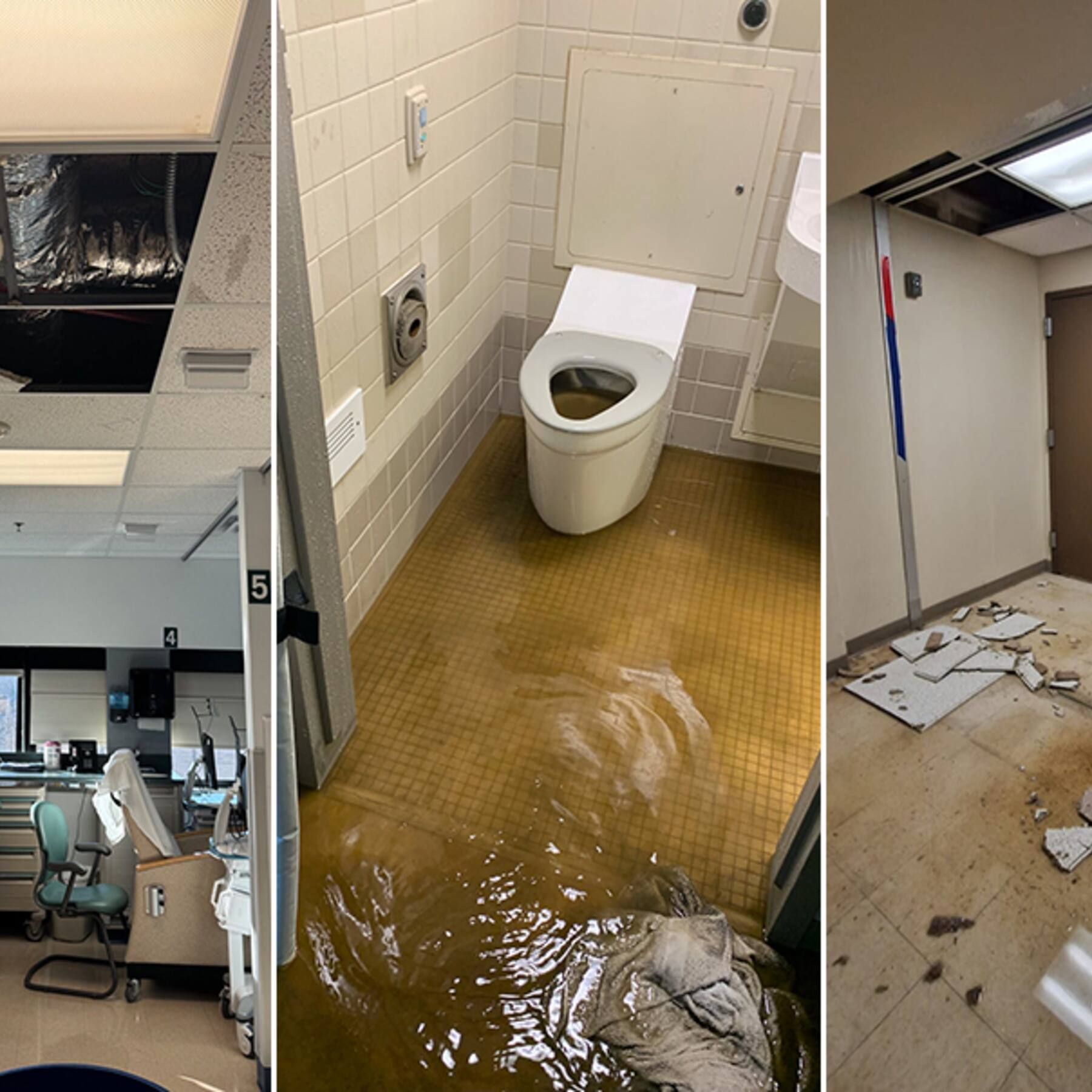 Sunrise Hospital, Patient-312, stock photo of hospital bathroom flooding.