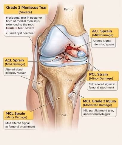 Nevada Orthopedic, Dr. Bradley Baker, Patient-316, illustration showing damage to the ACL, MCL and meniscus.