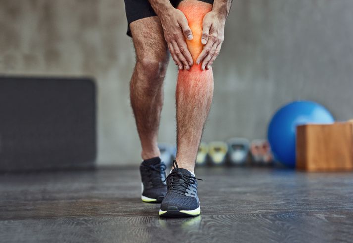 Nevada Orthopedic, Dr. Bradley Baker, Patient-376, stock photo of man with knee pain. Nevada Orthopedic, Dr. Bradley Baker, Patient-376, stock photo of man with knee pain.