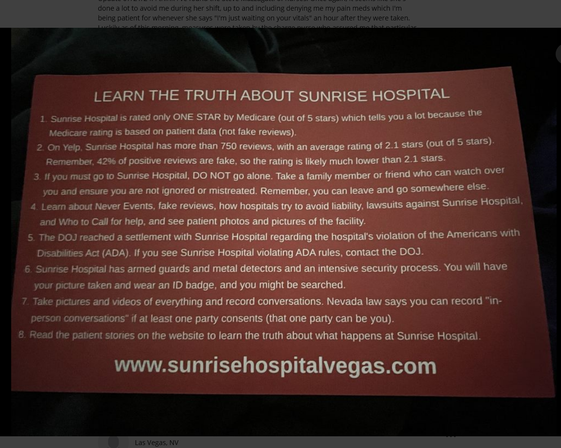 Sunrise Hospital, Patient-53, postcard warning patients. Sunrise Hospital, Patient-53, postcard warning patients.