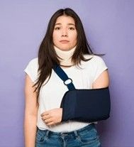 Sunrise Hospital. Stock photo of a woman with her arm in a sling. Sunrise Hospital. Stock photo of a woman with her arm in a sling.