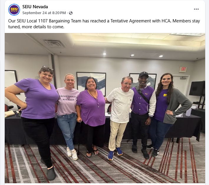 SEIU has reached a tentative new agreement with HCA, September 24, 2026.