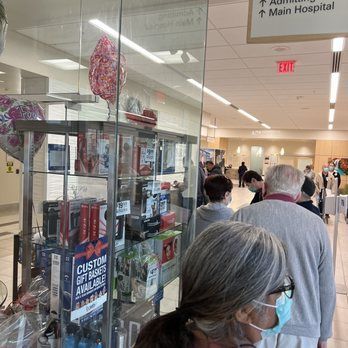 Sunrise Hospital, this is the line by the gift shop where you have to go to get the elevators unlocked