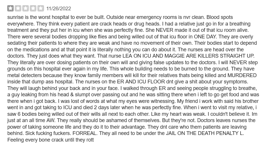 Sunrise Hospital_negative review
