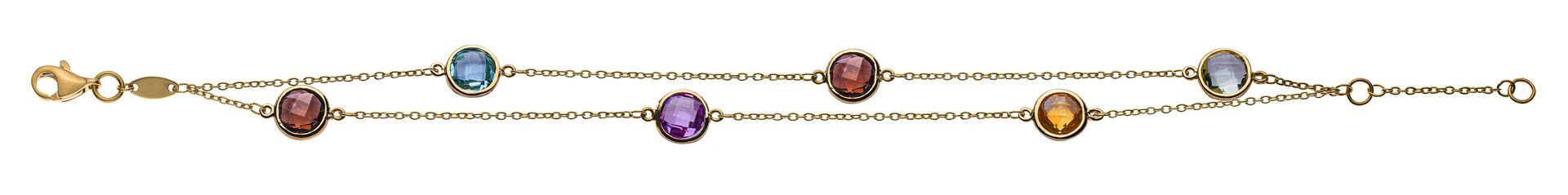 Bracelet élégant en or avec perles de pierres précieuses multicolores