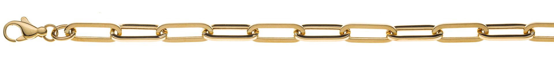 Bracelet en or à maillons ovales et allongés alternés sur fond blanc