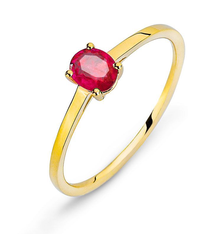 Bague en or sertie d'une pierre précieuse rouge ronde
