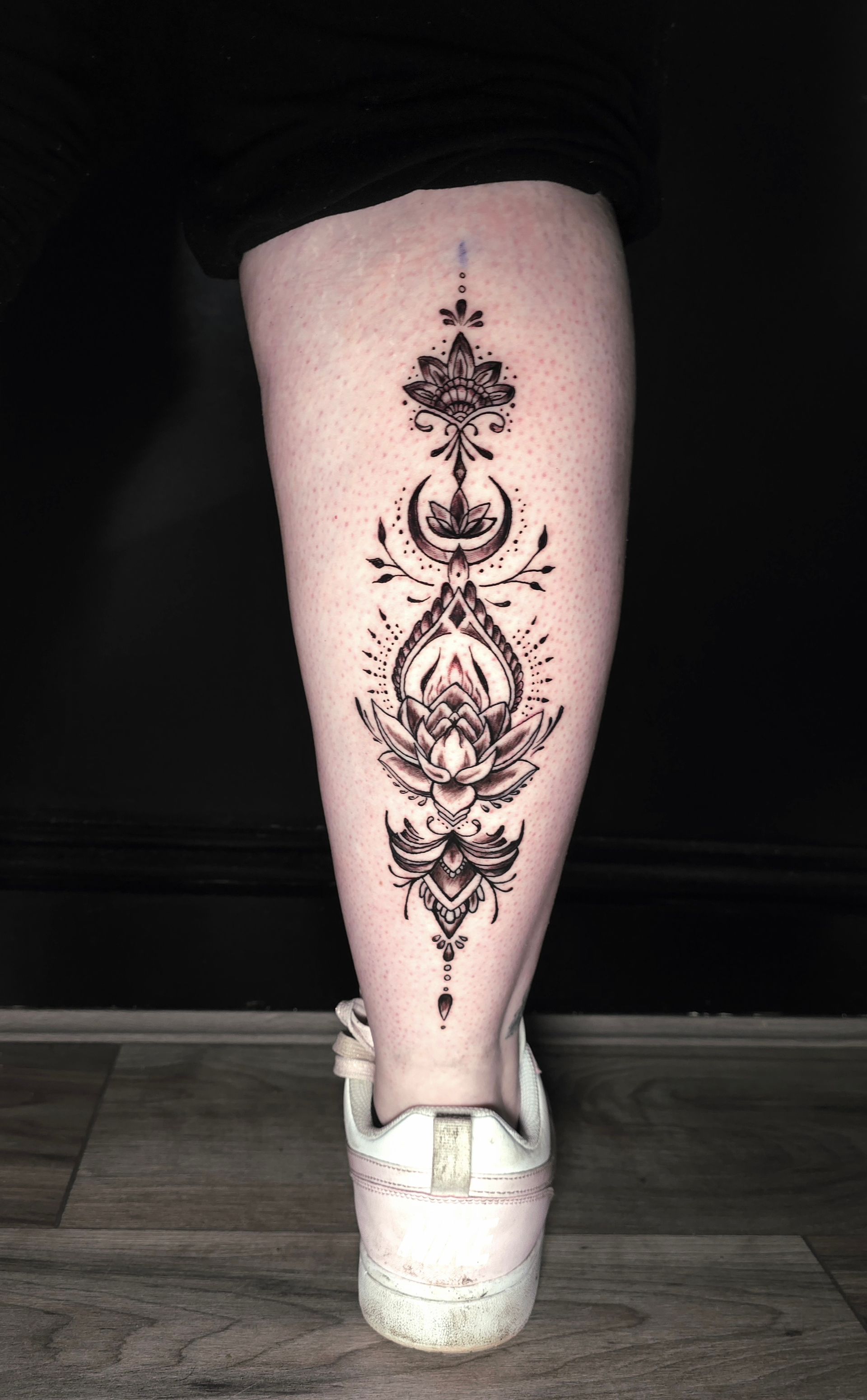 Ornamental lotus flower tattoo.
Tattoo by Arek at HD Ink Tattoos , Bathgate, West Lothian.
