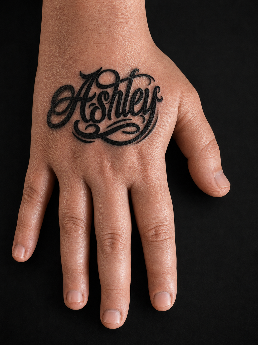 Custom Lettering hand tattoo.
Tattoo by Thomas at HD Ink Tattoos , Bathgate, West Lothian.