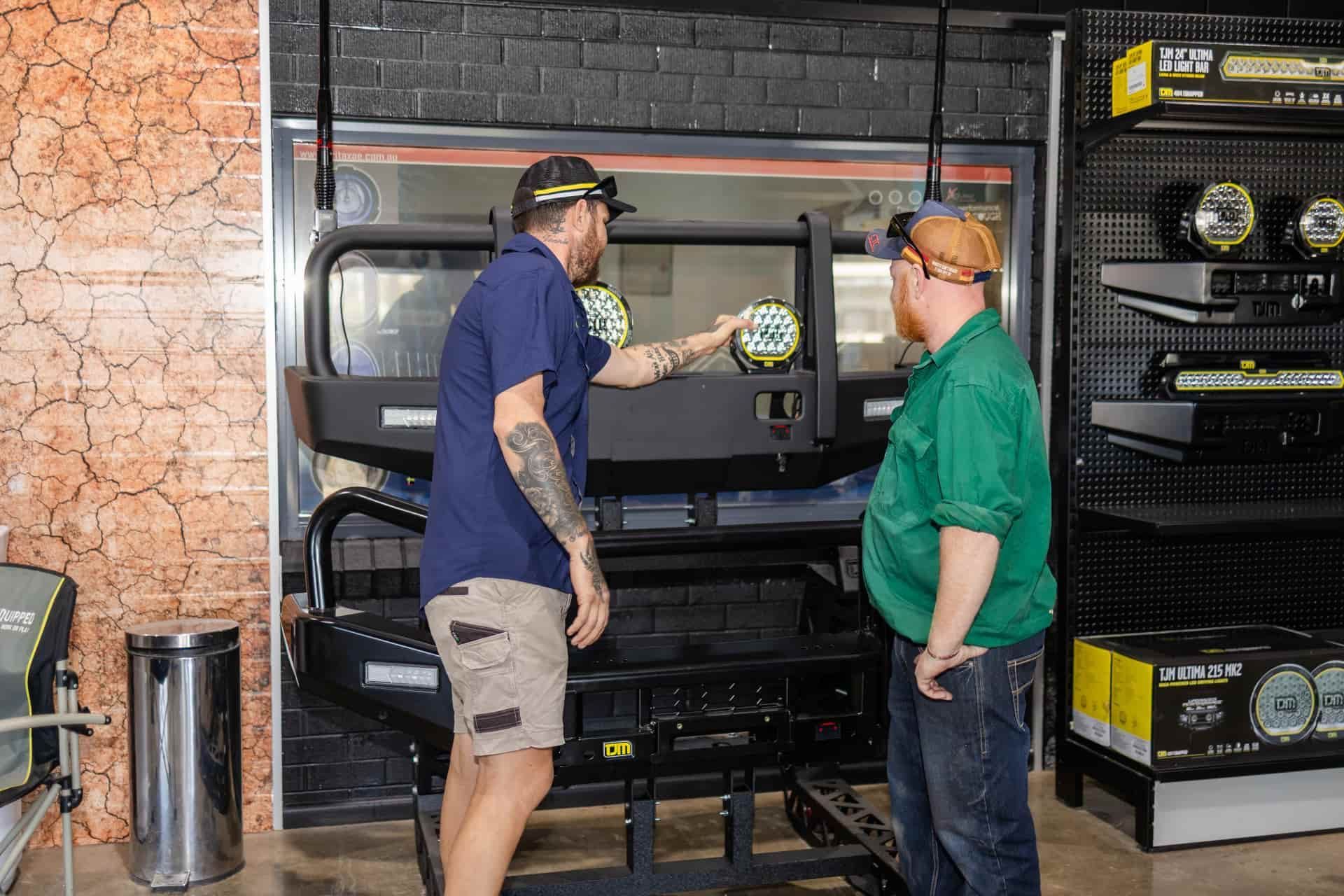 Two Men Discussing Vehicle Accessories — TJM Dubbo In Dubbo, NSW
