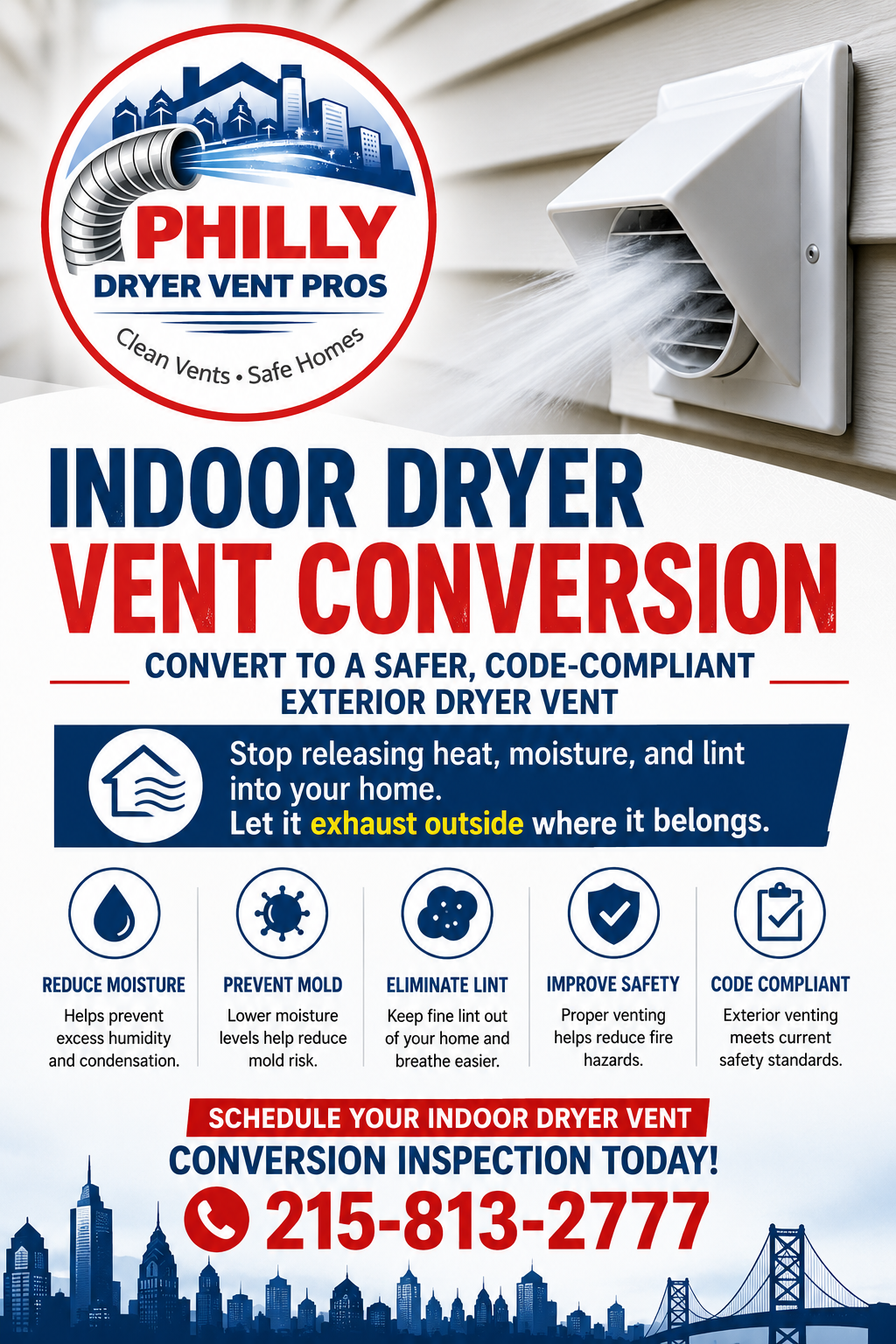 Indoor Dryer Vent Conversion Philadelphia & Surrounding Areas