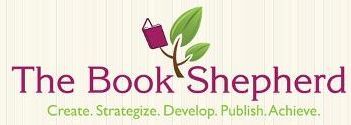 The logo for the book shepherd shows a book growing out of a flower.