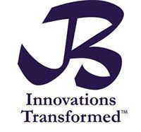 The logo for innovations transformed is a purple letter b on a white background.