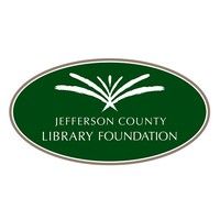 The logo for the jefferson county library foundation is green and white.