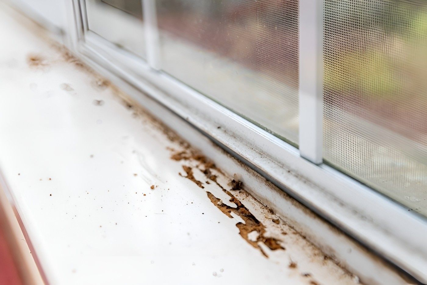 A Close Up Of A Window Sill With Mold On It — Tropical Pest Control In Mackay, QLD