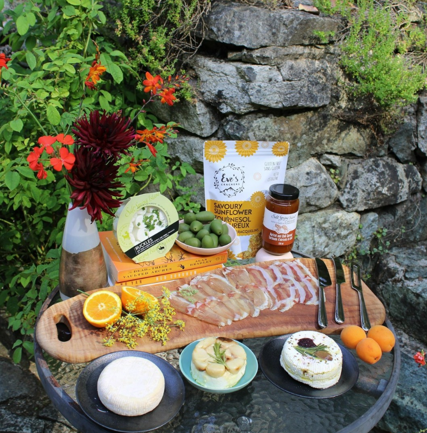 Beautiful charcuterie set up at Salt Spring Cheese