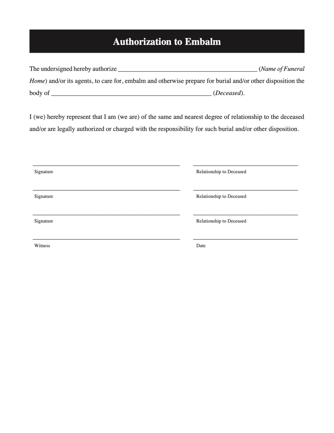 Blank authorization form titled “Authorization to Release” with fields for personal information and signatures.