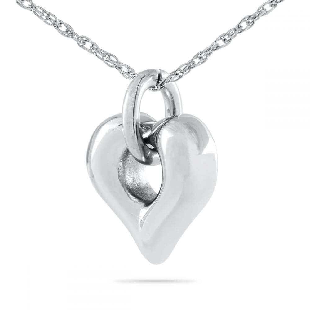 Silver heart pendant necklace on a chain
