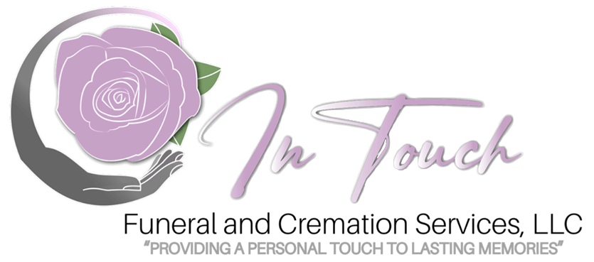 Pink rose logo with “In Touch Funeral and Cremation Services, LLC” and “Providing a personal touch to all families.”