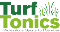 The logo for turf tonic , a professional sports turf services company.