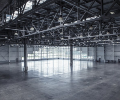 Concrete floor poured in commercial building