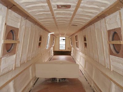 The inside of a building with foam on the walls and ceiling.