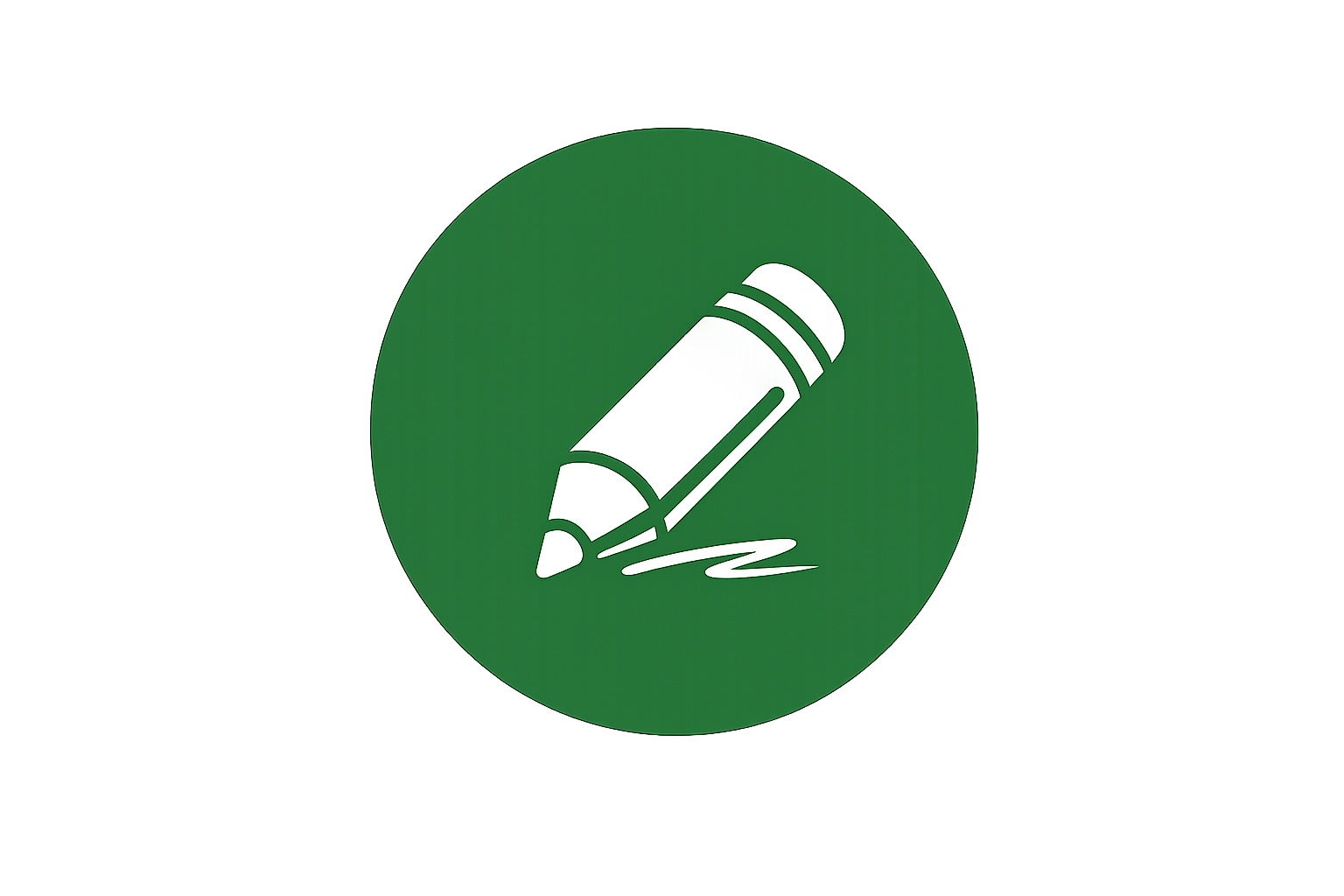 White pencil icon in a green circle