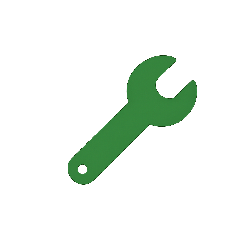 Green wrench icon on a white background