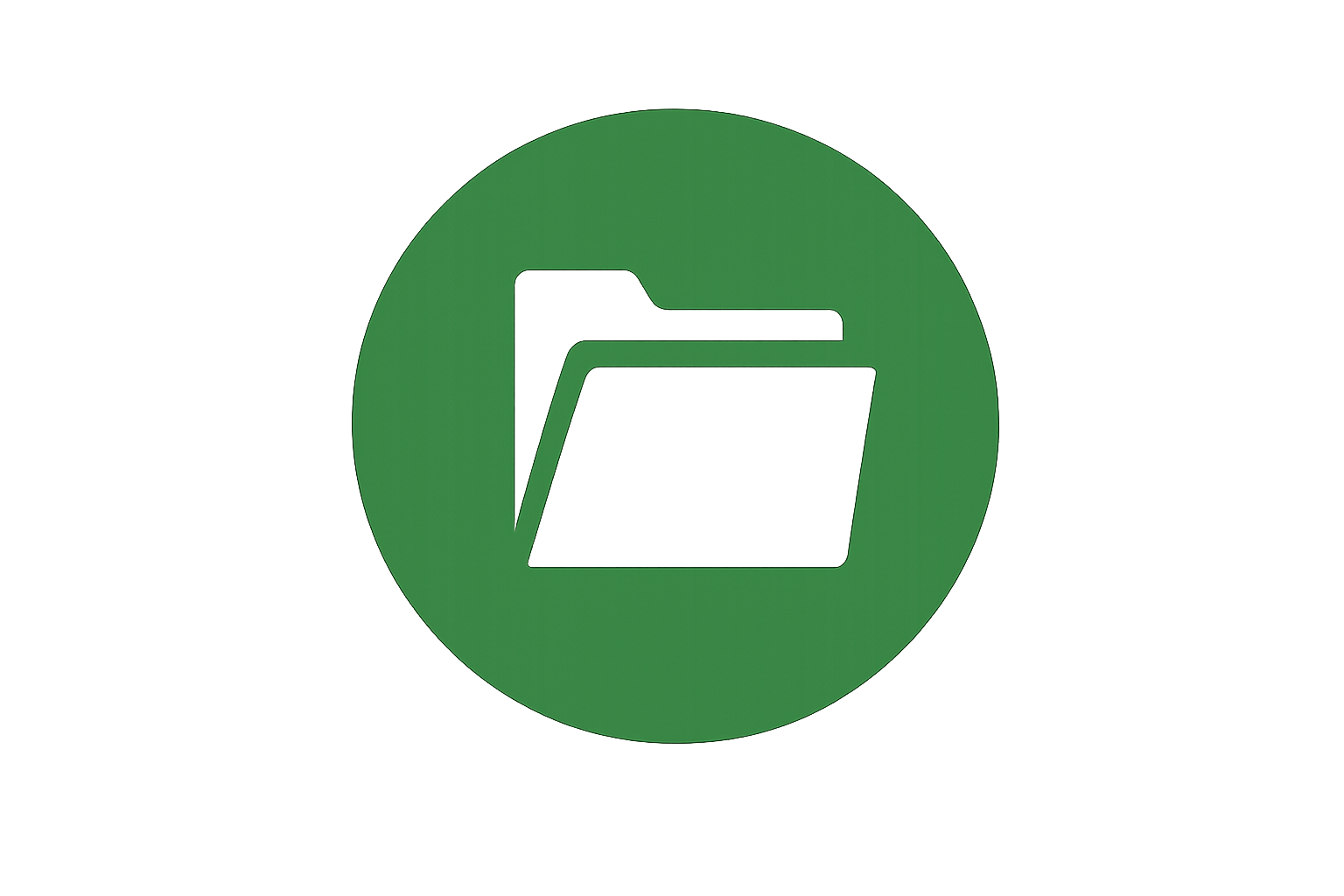 Green folder icon inside a green circle on a white background