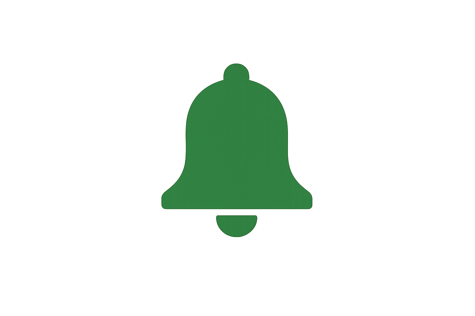 Green bell notification icon on a white background