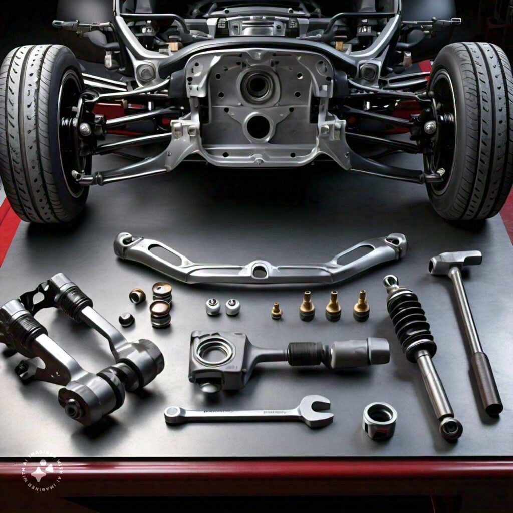 A Car Is On A Table With A Bunch Of Parts On It — Manning Smash & Auto Repairs In Wingham, NSW