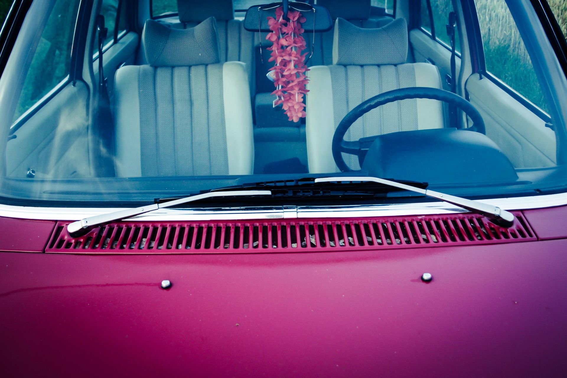 A Purple Car With A Steering Wheel And A Windshield Wiper — Manning Smash & Auto Repairs In Forster, NSW