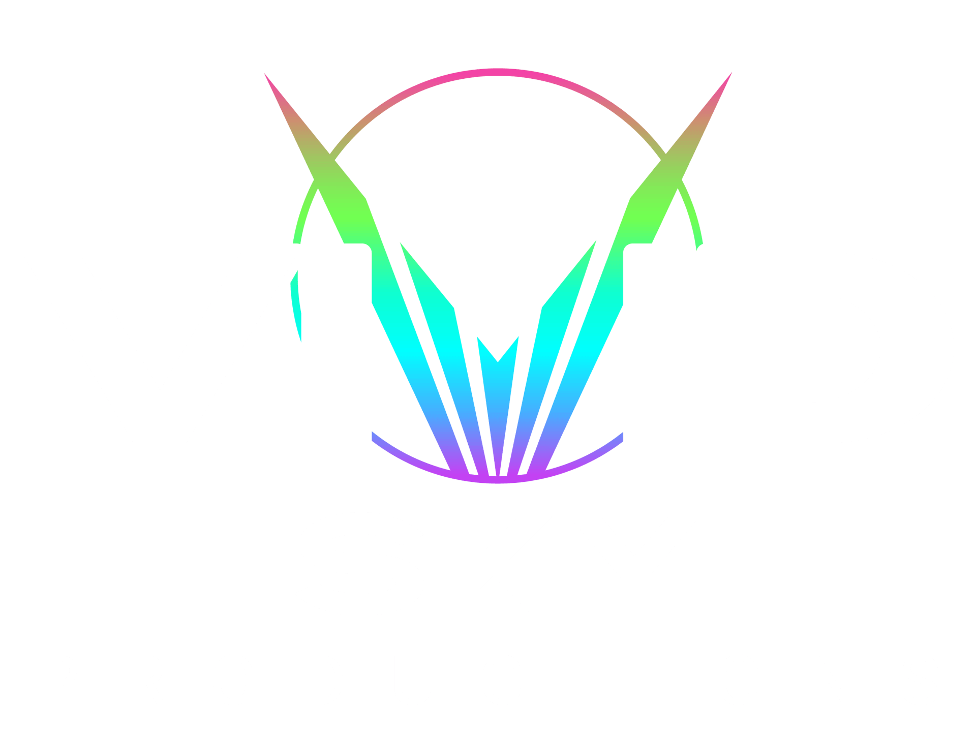 A rainbow colored logo on a white background