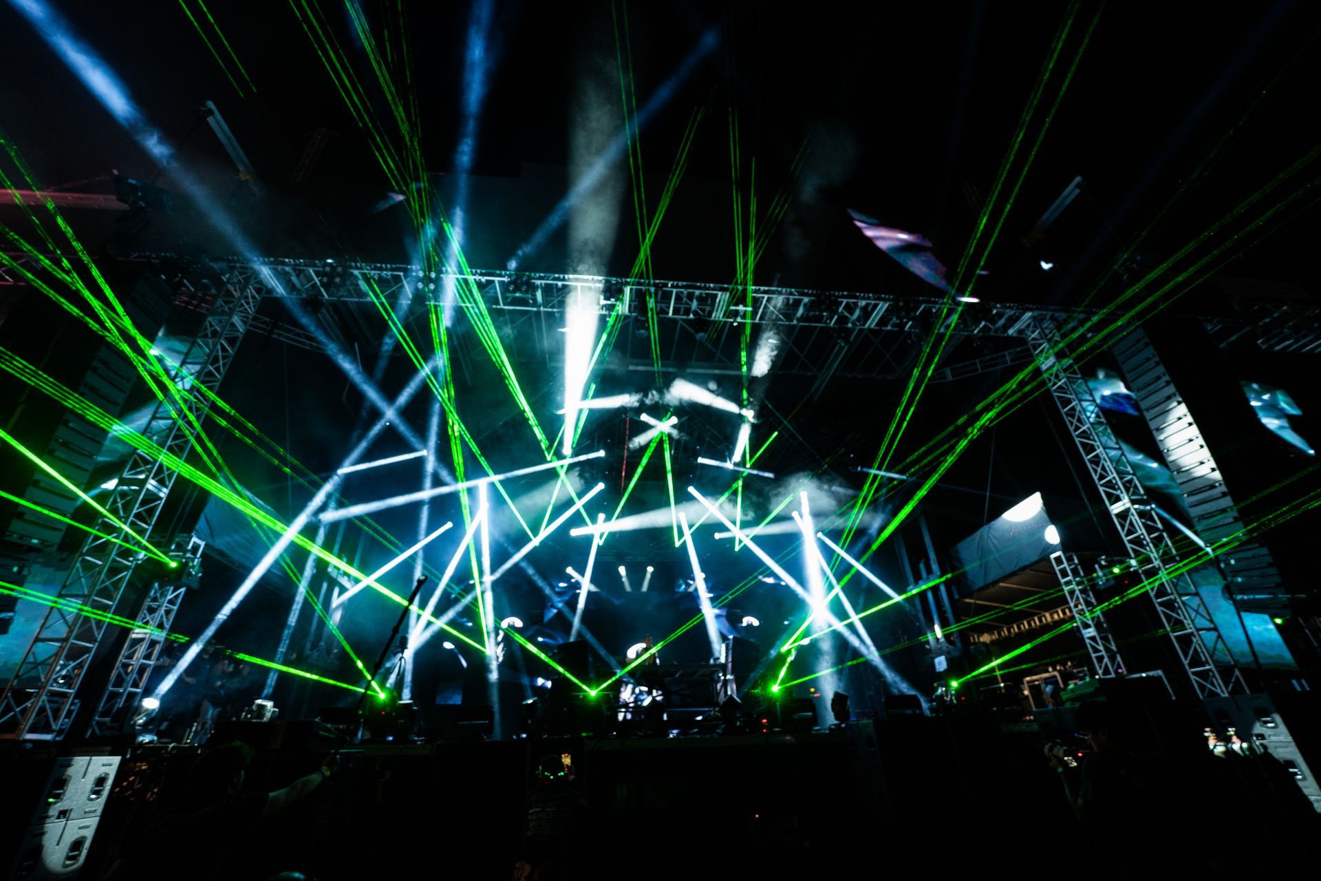 A stage with a lot of lights on it
