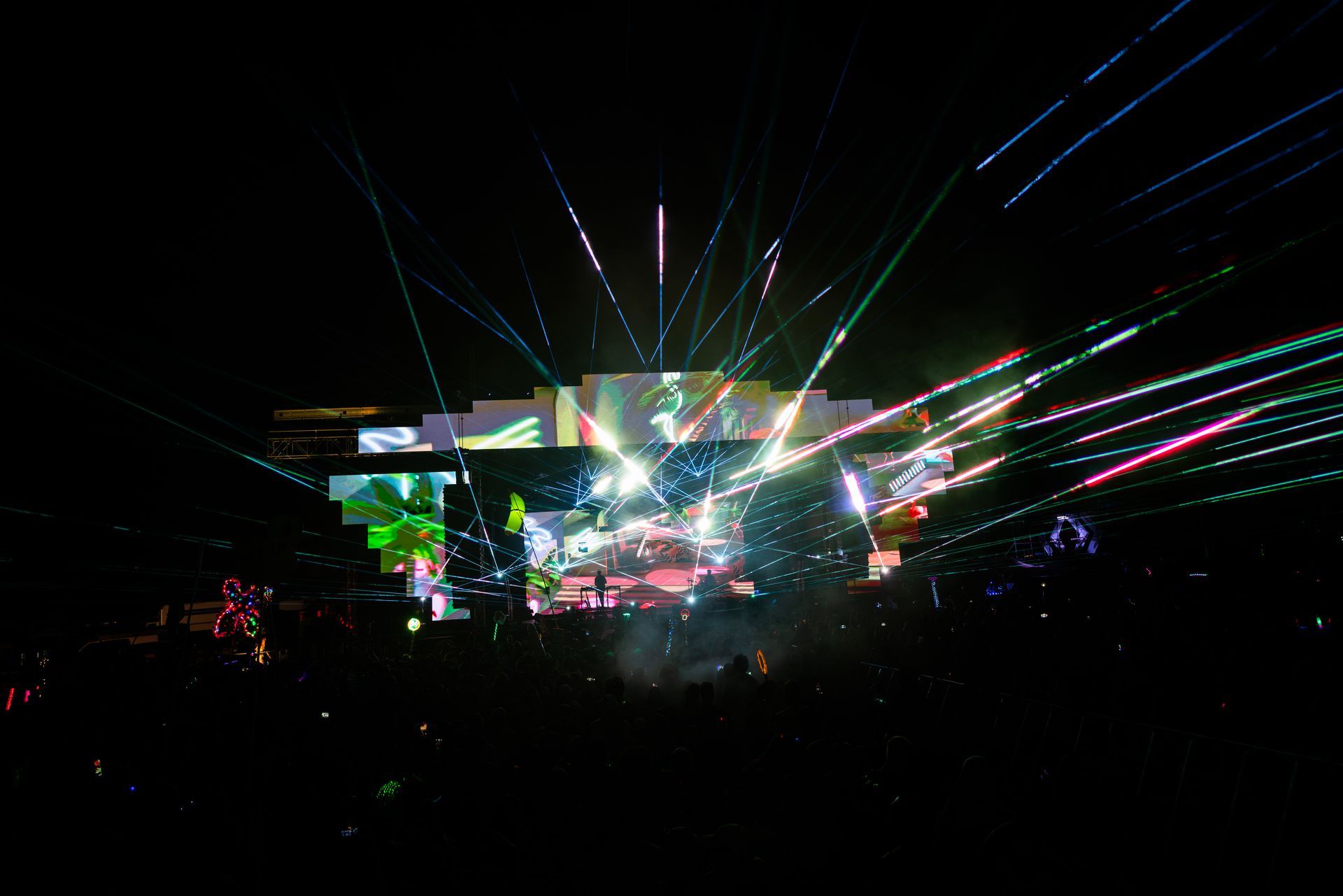 A large stage with a lot of lights on it