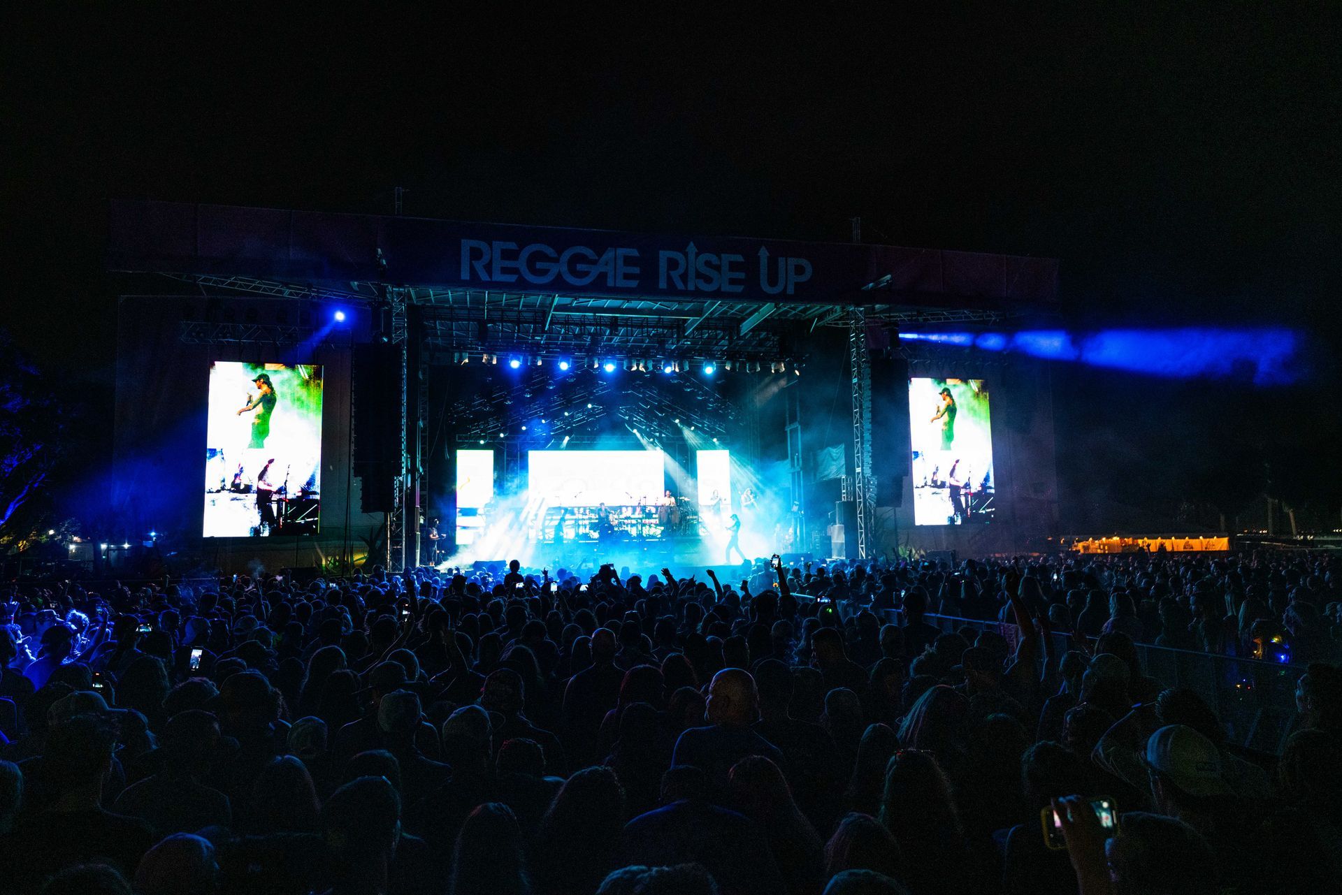 A crowd at a reggae rise up concert
